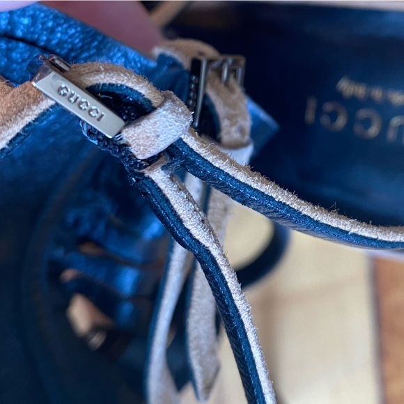 Gucci Becky Tan Hi Camelia Western Fringe Suede High Heels Brown - Picture 5 of 8